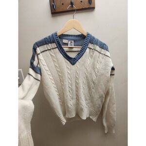 Vintage Kennington Ltd California Cable Knit wool blend V-Neck Sweater Large